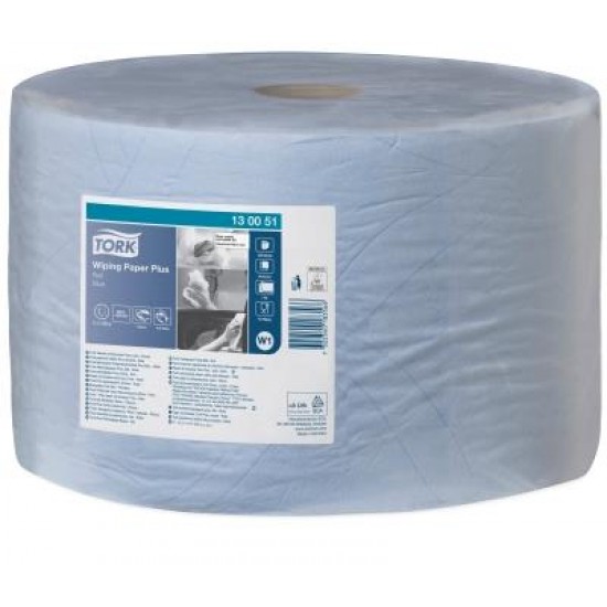 Tork Wiping Paper Plus Μπλε Ρολό [W1], 2φυλλο, 510m