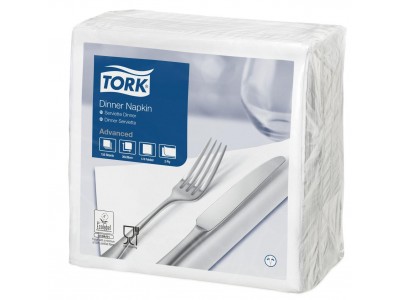 Tork Χαρτοπετσέτα Dinner Λευκή, 2φυλλη, 150 τεμ/πακ